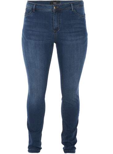 Zizzi Super Slim Amy Jeans mit hoher Taille, Blue d. washed, Packshot image number 0