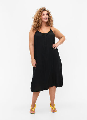 Zizzi Ärmelloses Midi-Kleid aus Viskose, Black, Model image number 0