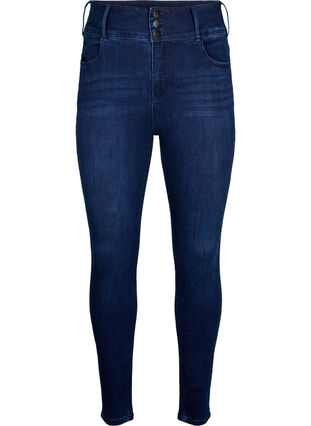 Zizzi Super schlanke Bea Jeans mit extra hoher Taille, Dark Blue, Packshot image number 0