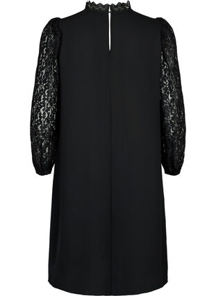 Zizzi Langärmeliges Kleid mit Spitze, Black, Packshot image number 1