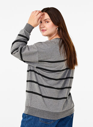 Zizzi Sweatshirt mit Streifen, MGM w. Black Stripe, Model image number 1