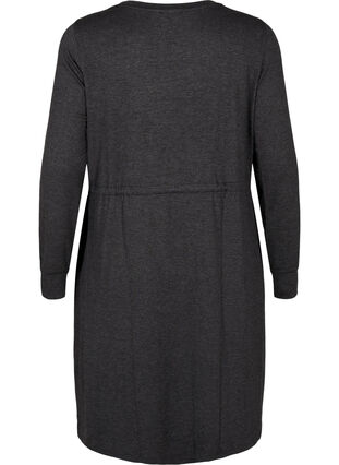 Zizzi Knielanges Jerseykleid mit Bändern zum Binden, Dark Grey Melange, Packshot image number 1