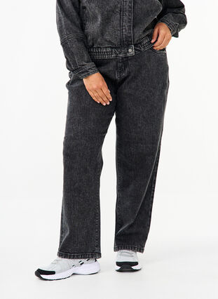 Zizzi Weite Jeans mit verkürzter Länge, Dark Grey Denim, Model image number 2