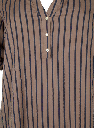 Zizzi Gestreiftes Baumwollkleid mit 3/4 Ärmeln, Falcon/Navy Stripe, Packshot image number 2