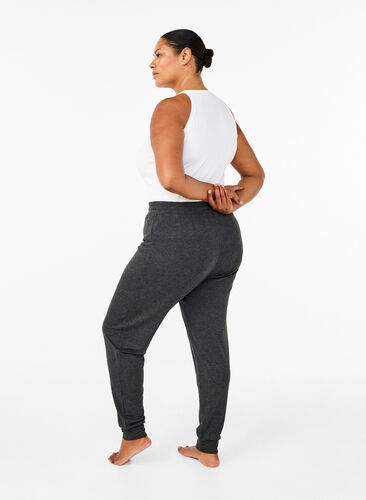 Zizzi Jerseyhose mit hoher Taille, Dark Grey Melange, Model image number 1