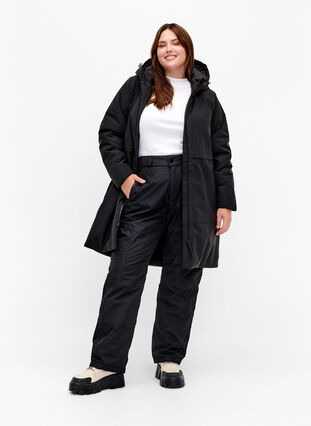 Zizzi Winterjacke mit verstellbarer Taille, Black, Model image number 3