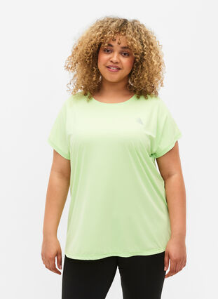 Zizzi Kurzarm Trainingsshirt, Paradise Green, Model image number 0