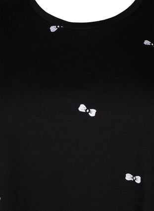 Zizzi T-Shirt aus Bio-Baumwolle mit Herzen, Black W. Bow Emb. , Packshot image number 2