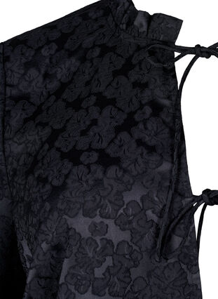 Zizzi Kurzärmelige Jacquard-Bluse mit Schleifen, Black, Packshot image number 2