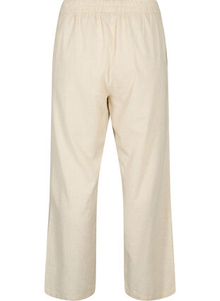 Zizzi Hose mit hoher Taille aus Baumwolle und Leinen, Whitecap Gray, Packshot image number 1