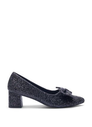 Zizzi Extra-Weite - Glitzer-Pumps mit Schleife, Black, Packshot image number 0