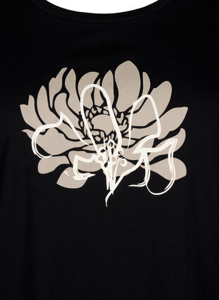 Zizzi T-Shirt mit Motiv, Black w. Flower, Packshot image number 2