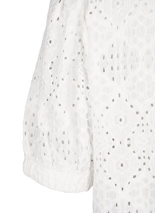 Zizzi  Kurzärmelige Bluse mit Lochmuster, Bright White, Packshot image number 3