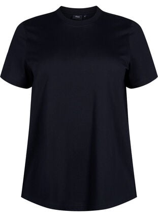 Zizzi Basic-T-Shirt aus Baumwolle mit Rundhalsausschnitt, Black, Packshot image number 0