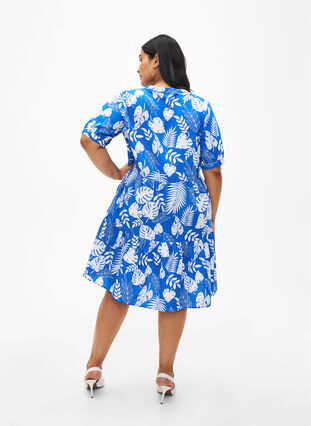 Zizzi FLASH – A-Linien-Kleid mit Print, Skydiver White AOP, Model image number 1