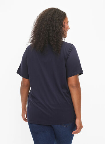 Zizzi FLASH - T-Shirt mit Motiv, Navy Bl Rose Gold, Model image number 1