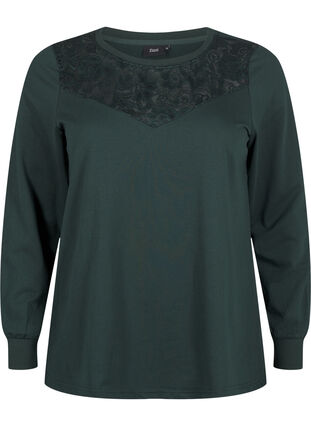 Zizzi Sweatshirt mit Spitzendetails, Scarab, Packshot image number 0