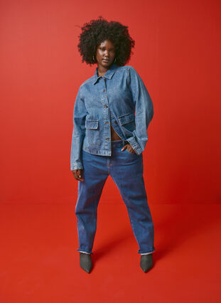 Zizzi Geschnittene Vera Jeans mit geradem Schnitt, Blue Denim, Image image number 0