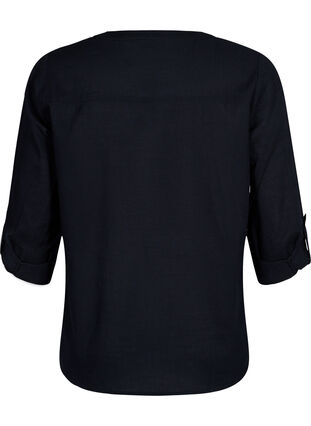 Zizzi Hemdbluse aus Baumwolle mit V-Ausschnitt, Black, Packshot image number 1