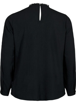 Zizzi Langärmelige Bluse mit Spitzendetail, Black, Packshot image number 1