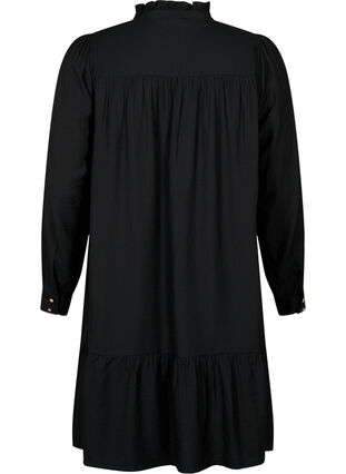 Zizzi Kurzes Kleid mit Rüschenkragen, Black, Packshot image number 1