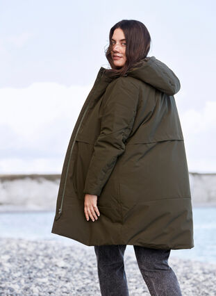 Zizzi Winterjacke mit justierbarer Taille, Forest Night, Image image number 1
