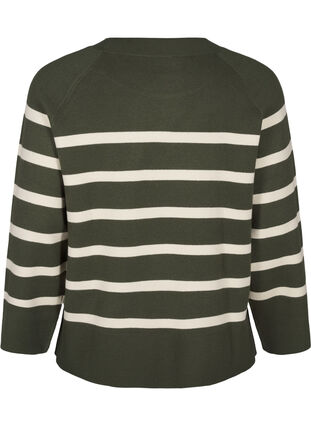 Zizzi Gestreifte Strickbluse mit Rundhalsausschnitt, D. Bag Birch Stripe, Packshot image number 1