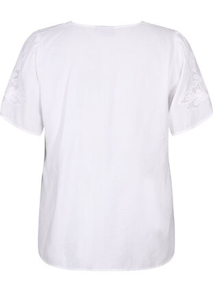 Zizzi  Kurzarm-Bluse aus Viskose mit Stickerei, Bright White, Packshot image number 1