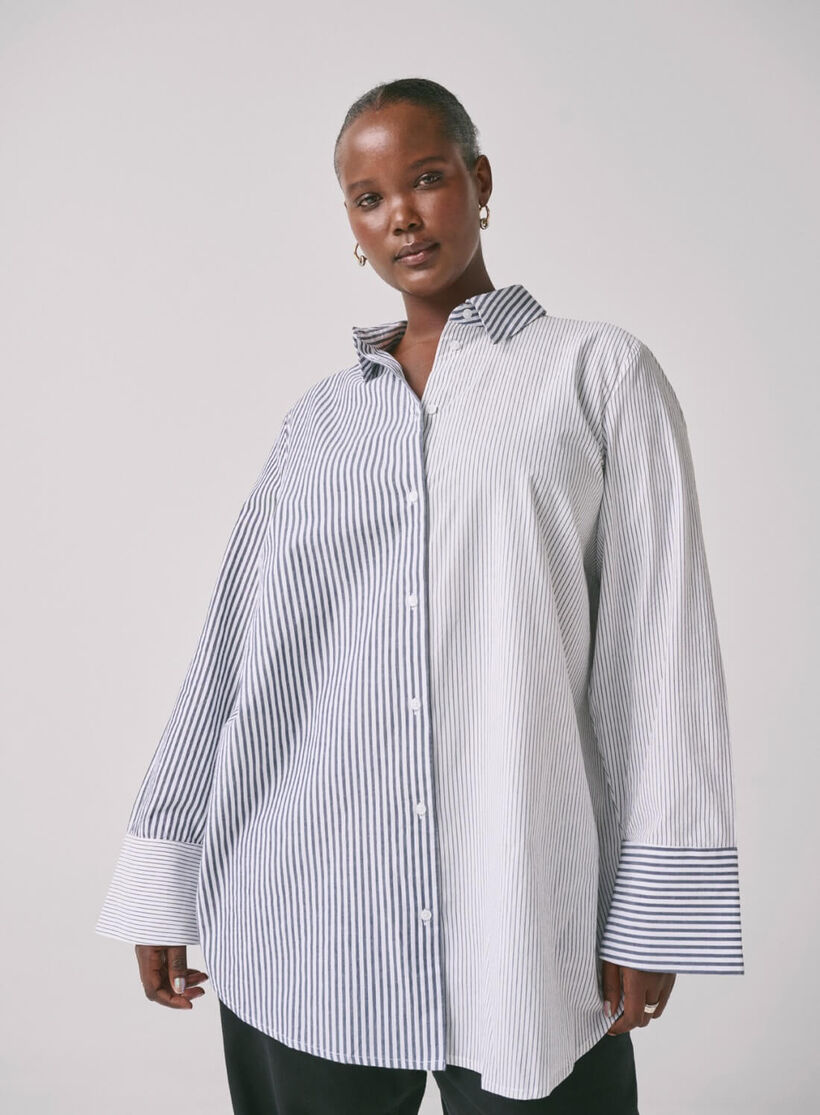 Zizzi Langärmeliges Shirt mit Streifen, , Model, 1