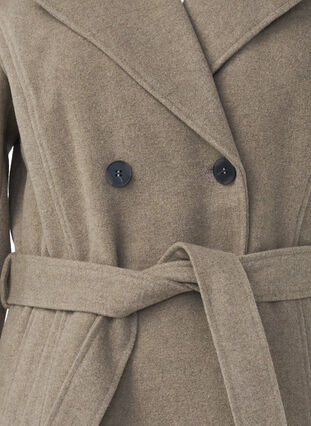 Zizzi Kurze Wolljacke mit Gürtel, Desert Taupe Mel., Packshot image number 2