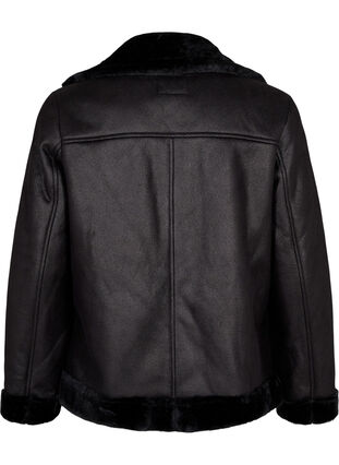 Zizzi Pilotenjacke aus Kunstleder, Black, Packshot image number 1