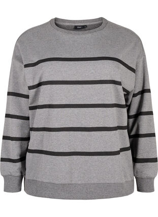 Zizzi Sweatshirt mit Rundhalsausschnitt, MGM w. Black Stripe, Packshot image number 0