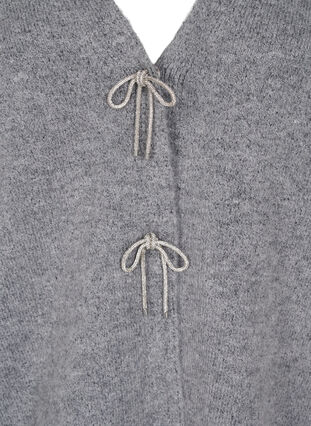 Zizzi Strickjacke mit einer silbernen Schleife, Medium Grey Melange, Packshot image number 2