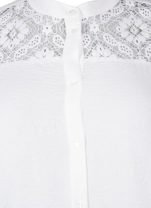 Zizzi Langes Viskose-Shirt mit Spitzendetail, Bright White, Packshot image number 2
