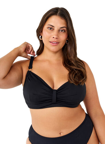 Zizzi Bikini-BH mit Bügel und Drapierung, Black, Model image number 0