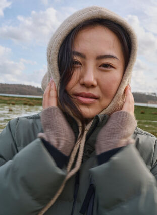 Zizzi Gestrickte Balaclava mit Kordelzug, Silver Mink, Image image number 0