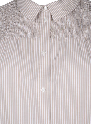 Zizzi Gestreiftes Hemd mit Smokdetail, Silver Mink Wh. St., Packshot image number 2