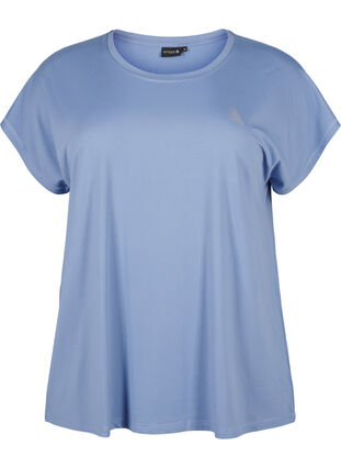 Zizzi Unifarbenes T-Shirt fürs Training, Colony Blue, Packshot image number 0