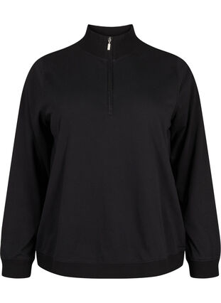 Zizzi Sweatshirt mit hohem Kragen und Reißverschluss, Black, Packshot image number 0