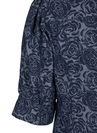 Zizzi Kurzes Denim-Hemdkleid mit Rosenmuster, Denim Rose AOP, Packshot image number 3