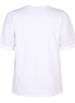 Zizzi Bluse aus Bio-Baumwolle mit Lochstickerei am Ärmel, Bright White, Packshot image number 1