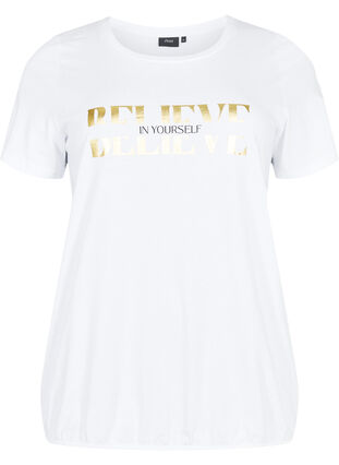 Zizzi Baumwoll-T-Shirt mit Folien-Druck, B. White w. Believe, Packshot image number 0