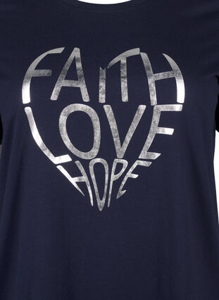 Zizzi FLASH - T-Shirt mit Motiv, Navy B. Silver Faith, Packshot image number 2