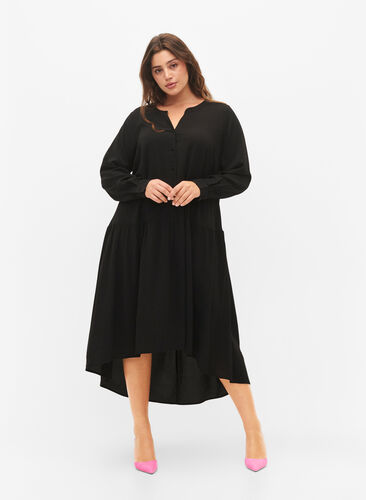 Zizzi Midi-Kleid mit langen Ärmeln, Black, Model image number 0