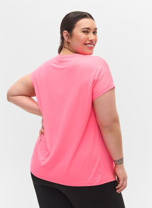 Zizzi Einfarbiges Trainings-T-Shirt, Neon pink, Model image number 2