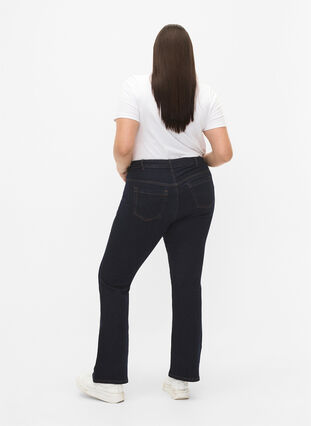 Zizzi Ellen Bootcut-Jeans mit hoher Taille., Raw Unwash, Model image number 1