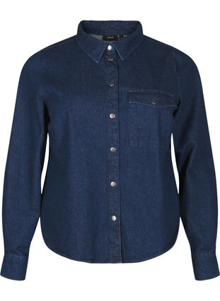 Zizzi Denim-Jacke mit Brusttasche, Unwashed Denim, Packshot image number 0