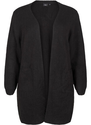 Zizzi Lange Strickware Strickjacke mit Taschen, Black, Packshot image number 0