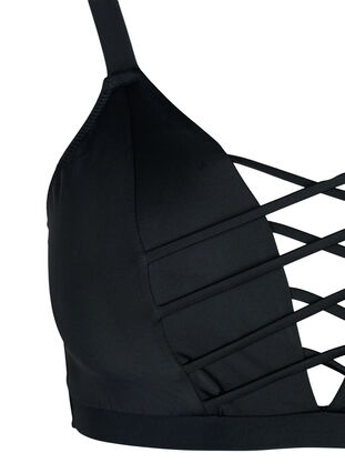 Zizzi Bikini-Top mit Bänderdetail, Black, Packshot image number 2