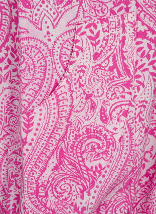 Zizzi Kurzärmeliges, bedrucktes Baumwollkleid, Shocking P. Paisley , Packshot image number 3